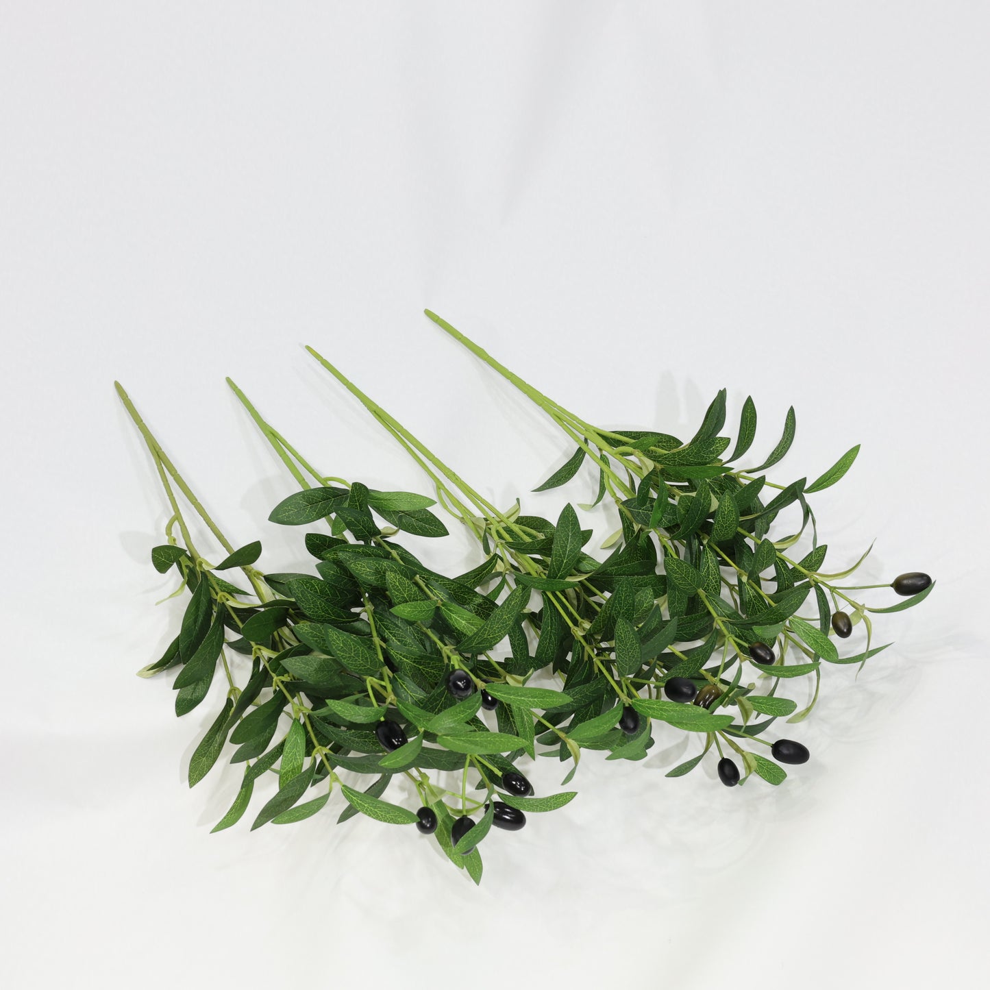 4 Pcs 45cm Artificial Olive Branches Bendable Stems UV-Resistant Faux Greenery