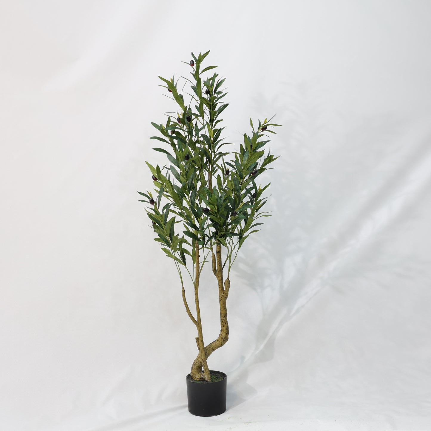 120cm Curved Trunk Artificial Olive Tree Detachable Potted Green Tree