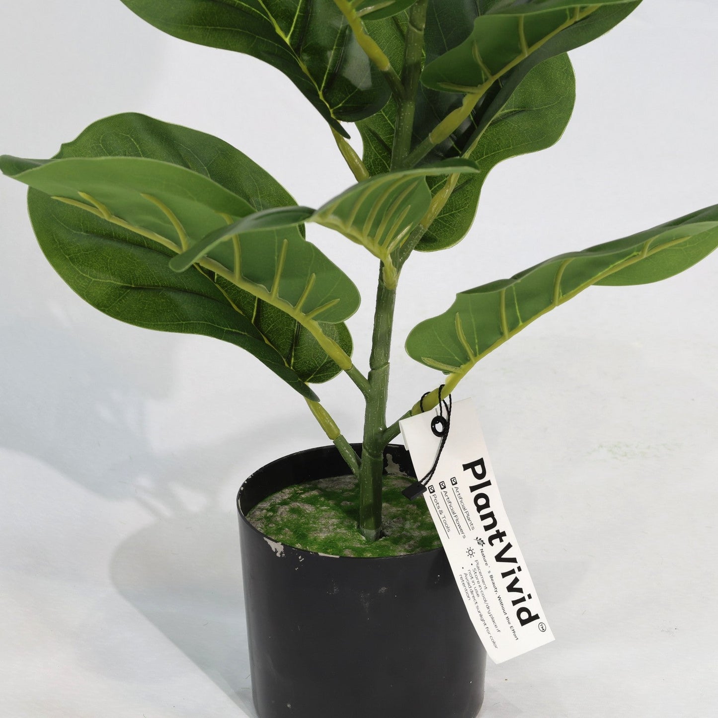 Ficus Lyrata Mini Artificiale 55cm con 16 Grandi Foglie Verdi Scuro, Pianta Finta in Vaso per Decorazione Tavolo Natale