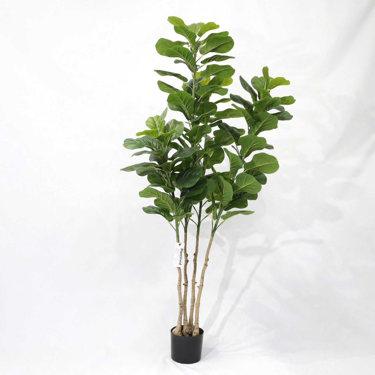 Ficus Lyrata Artificiale 170cm con 4 Tronchi e Grandi Foglie Verdi Scuro, Pianta Finta in Vaso per Decorazione Casa Ufficio Natale