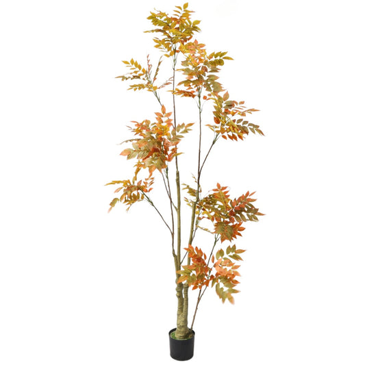 210cm Faux Tree Red Leaf Double Branch Artificial Sumac Plant