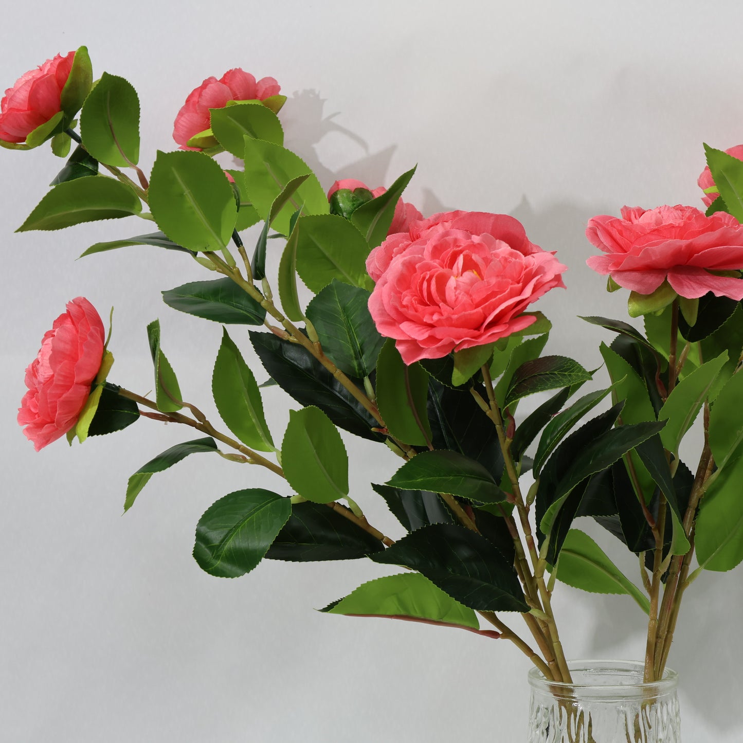 3Pcs Lush 60CM Red Artificial Camellia Bouquet Faux lifelike Flower