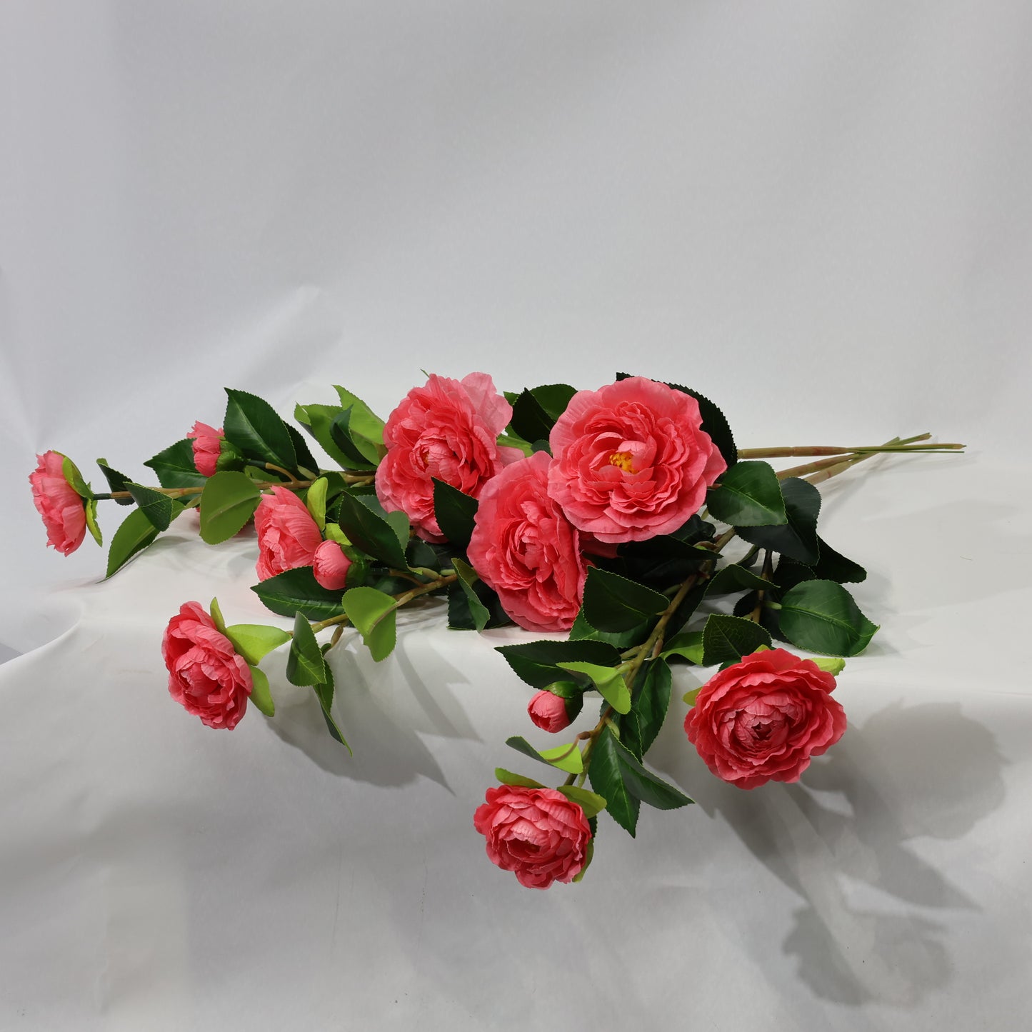 3Pcs Lush 60CM Red Artificial Camellia Bouquet Faux lifelike Flower