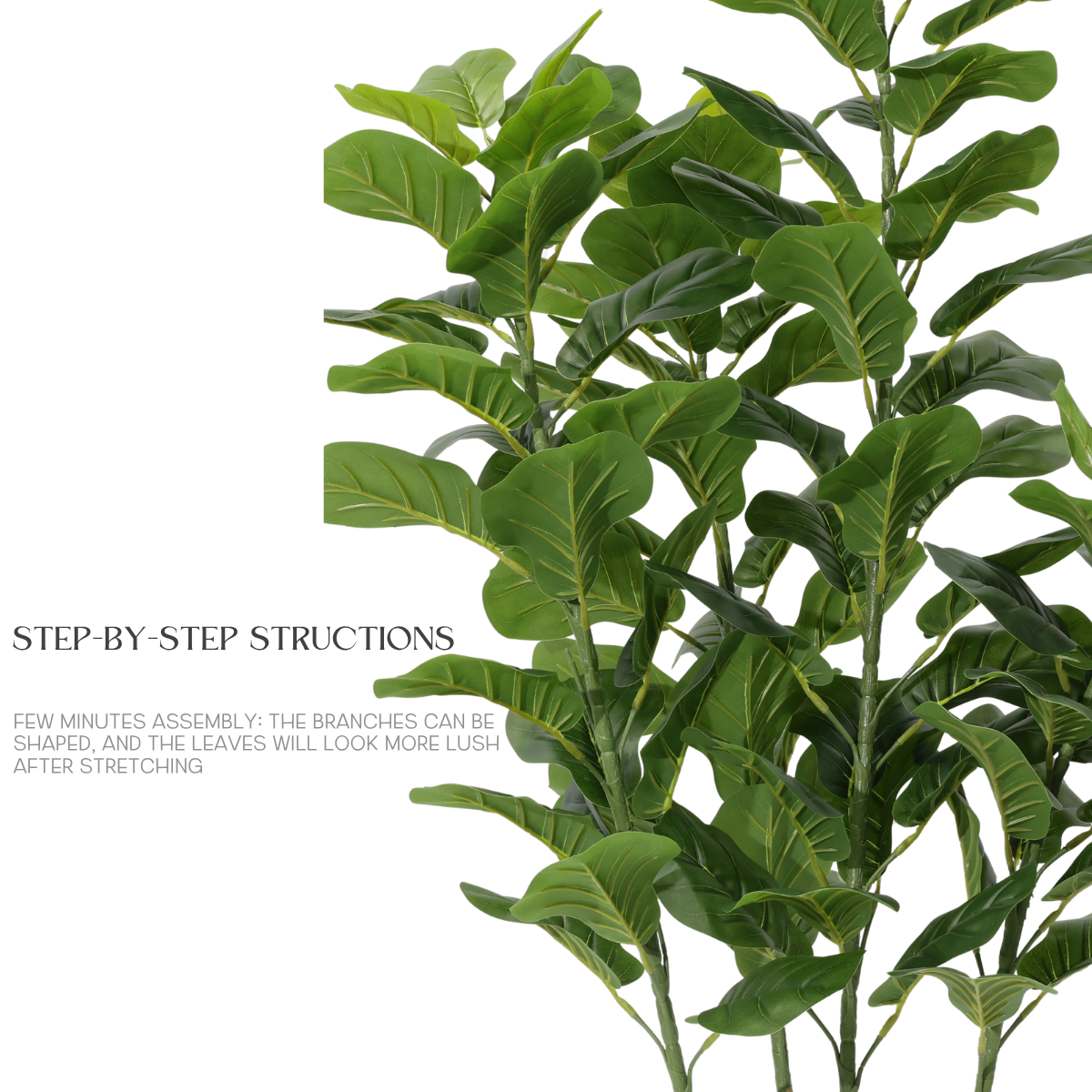 Ficus Lyrata Artificiale 170cm con 4 Tronchi e Grandi Foglie Verdi Scuro, Pianta Finta in Vaso per Decorazione Casa Ufficio Natale