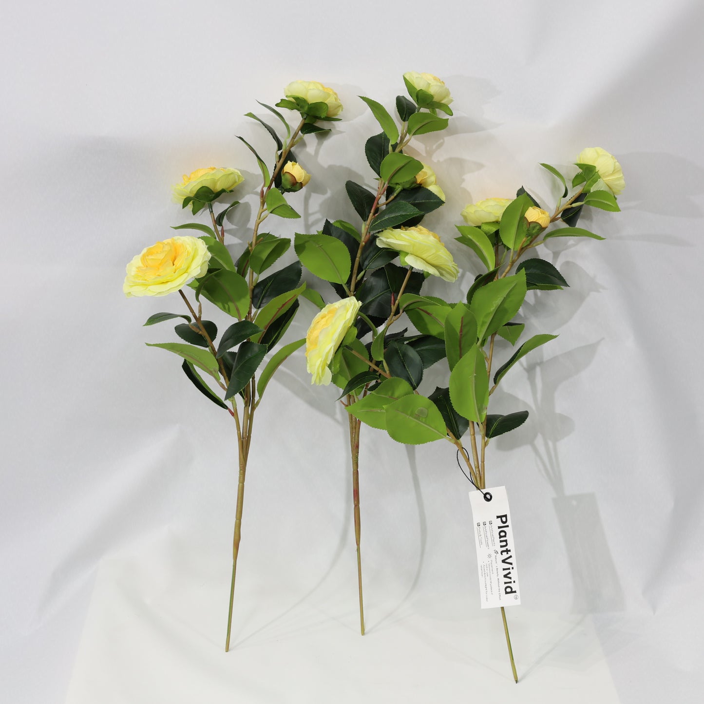 3 Pcs 60cm Faux leaf gradient yellow artificial camellia bouquets wedding decor