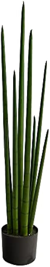 3.5-ft Artificial Snake Plant for Indoor Home Decor in Black Nursery Pot, Fake Sansevieria, 42-in Faux Snake Plant for Living Room, Bed