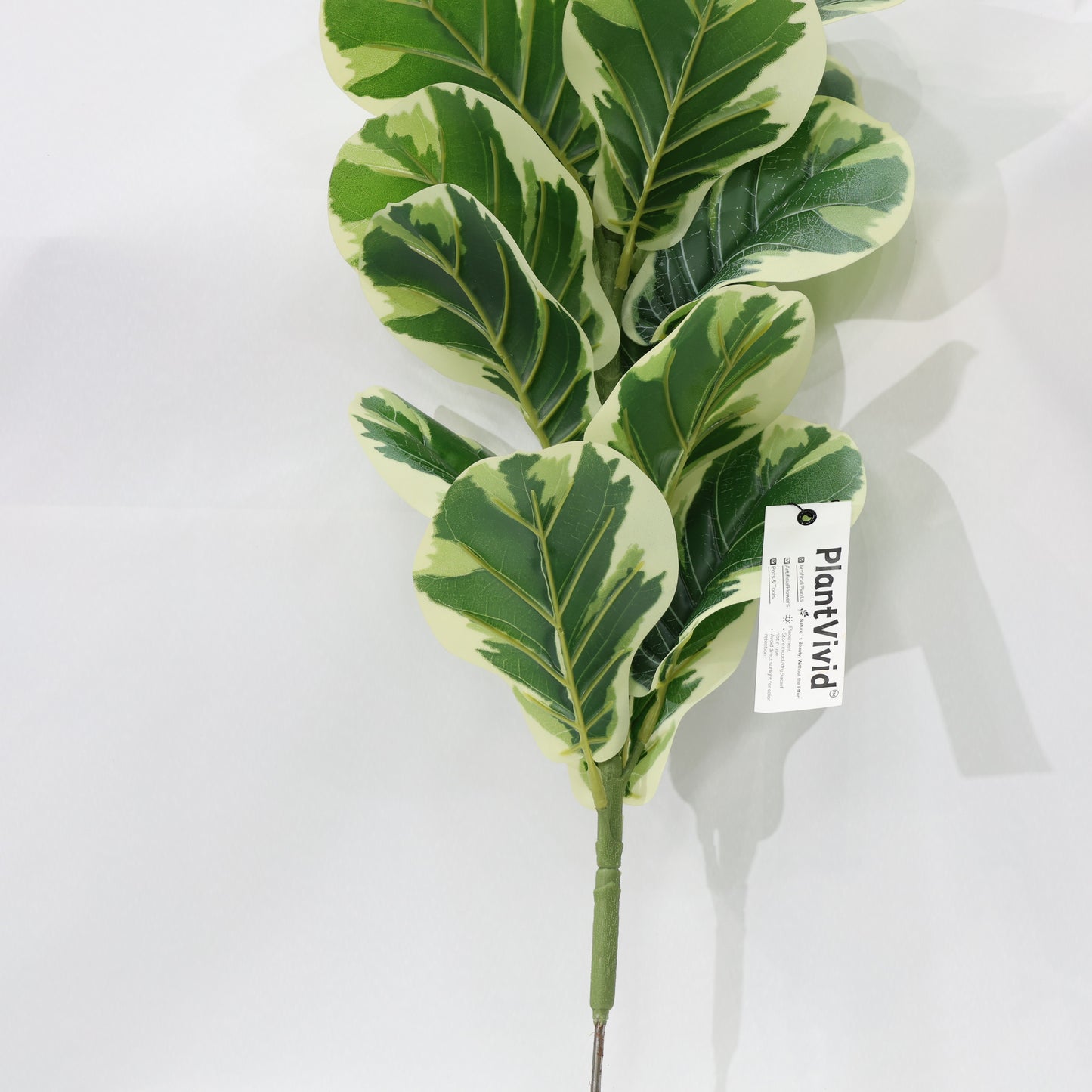 76cm Artificial Fiddle Leaf Fig White-Edged Lifelike Leaves Faux Plant