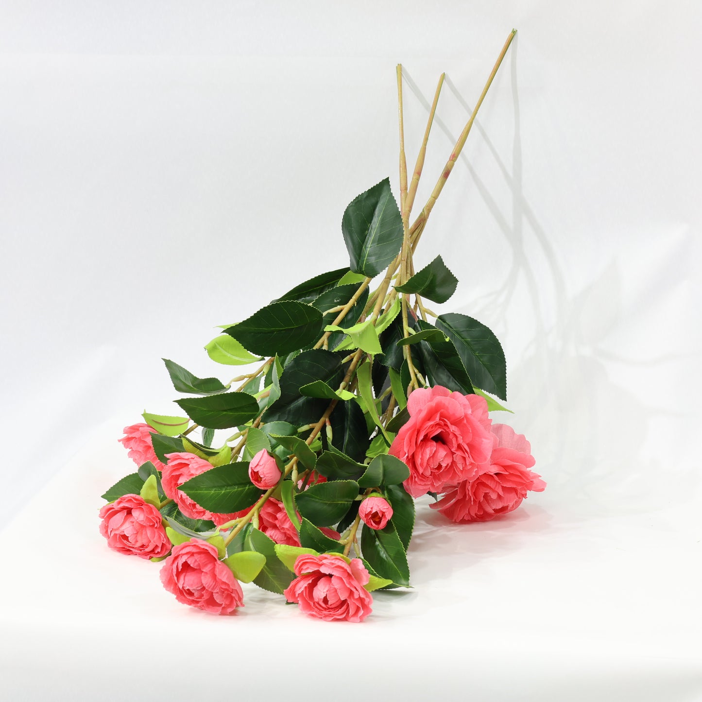 3Pcs Lush 60CM Red Artificial Camellia Bouquet Faux lifelike Flower