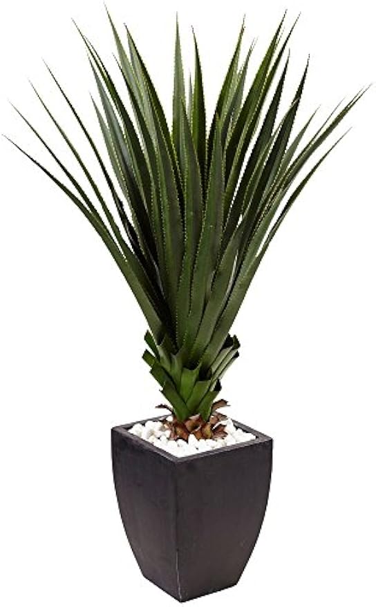 4.5ft. Spiked Agave Artificial Plant in Black Planter (Indoor/Outdoor)