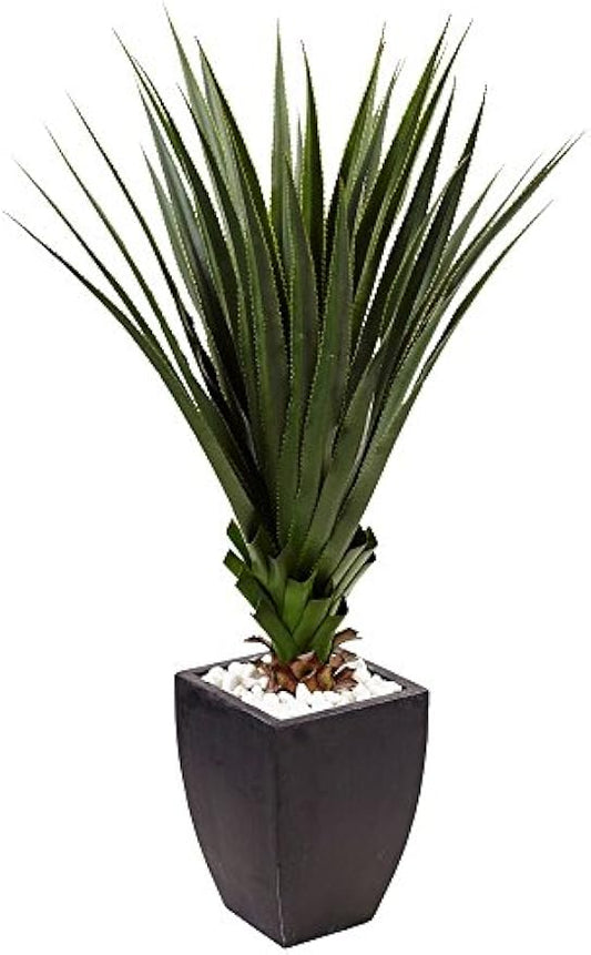 4.5ft. Spiked Agave Artificial Plant in Black Planter (Indoor/Outdoor)