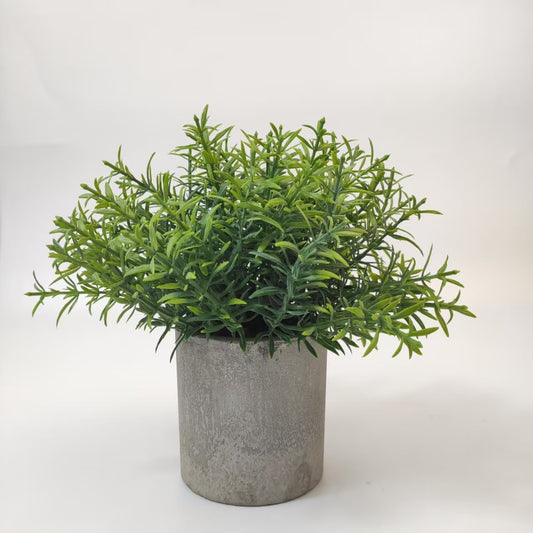 20cm Artificial Rosemary Plant in Concrete Pot - Lifelike Greenery for Home Decor