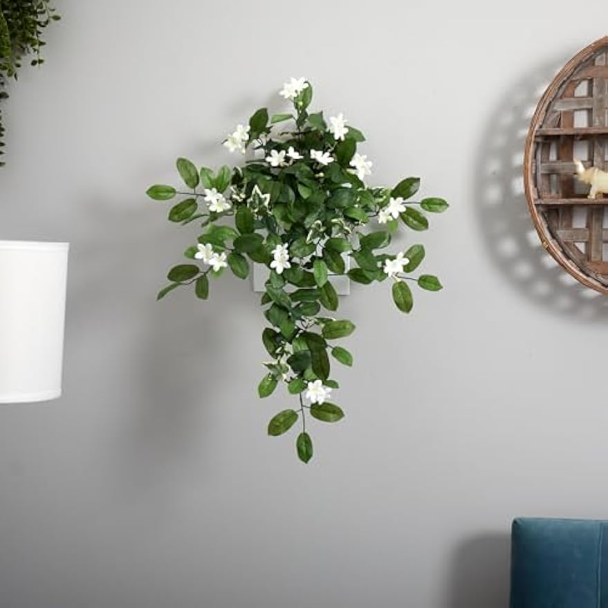 19” Mixed Stephanotis & Ivy Hanging Artificial Plant, Green, 4x7x19 (Set of 4)