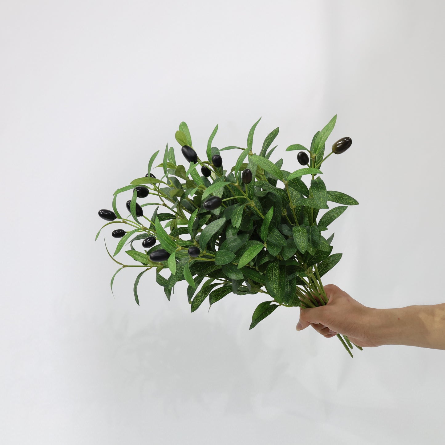 4 Pcs 45cm Artificial Olive Branches Bendable Stems UV-Resistant Faux Greenery