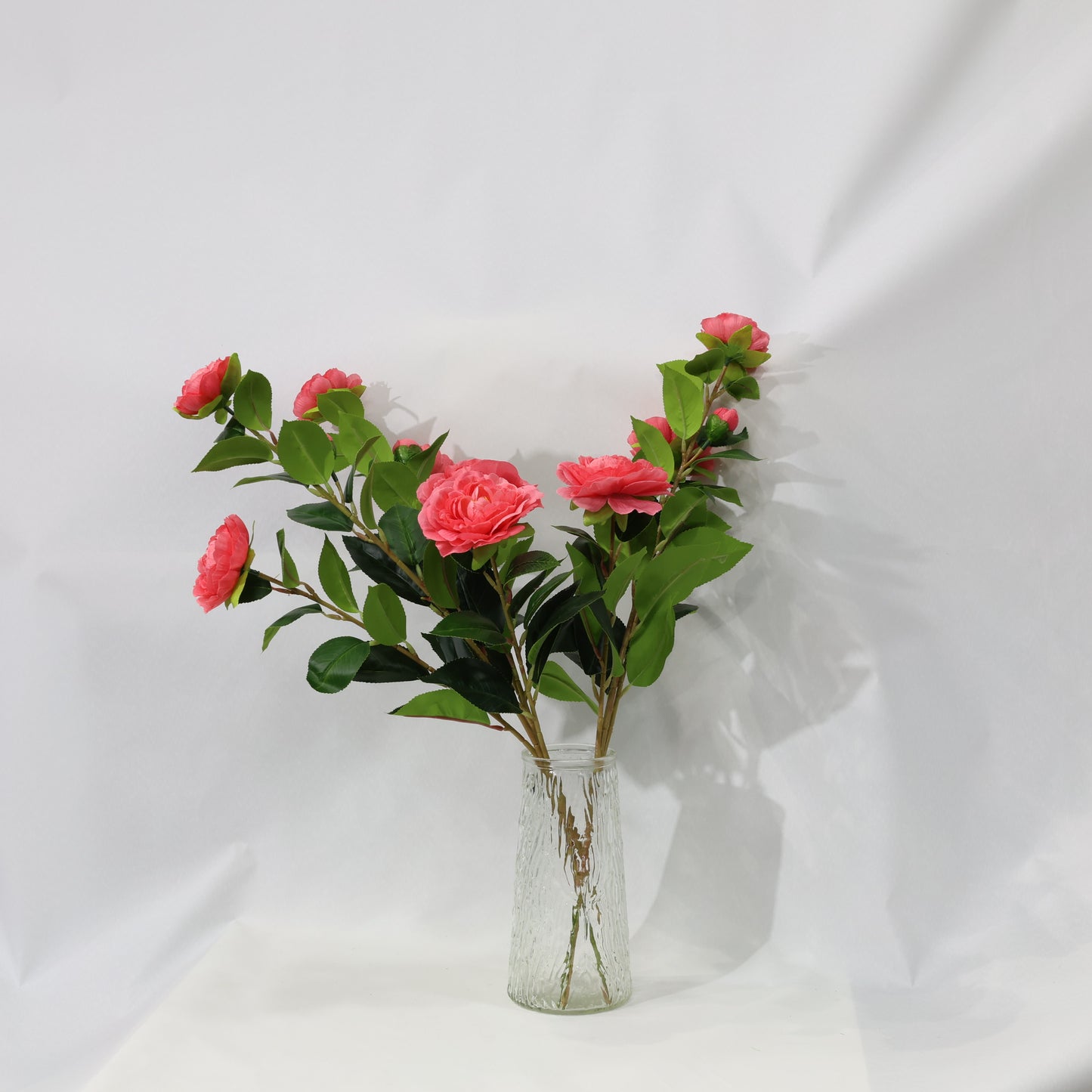 3Pcs Lush 60CM Red Artificial Camellia Bouquet Faux lifelike Flower