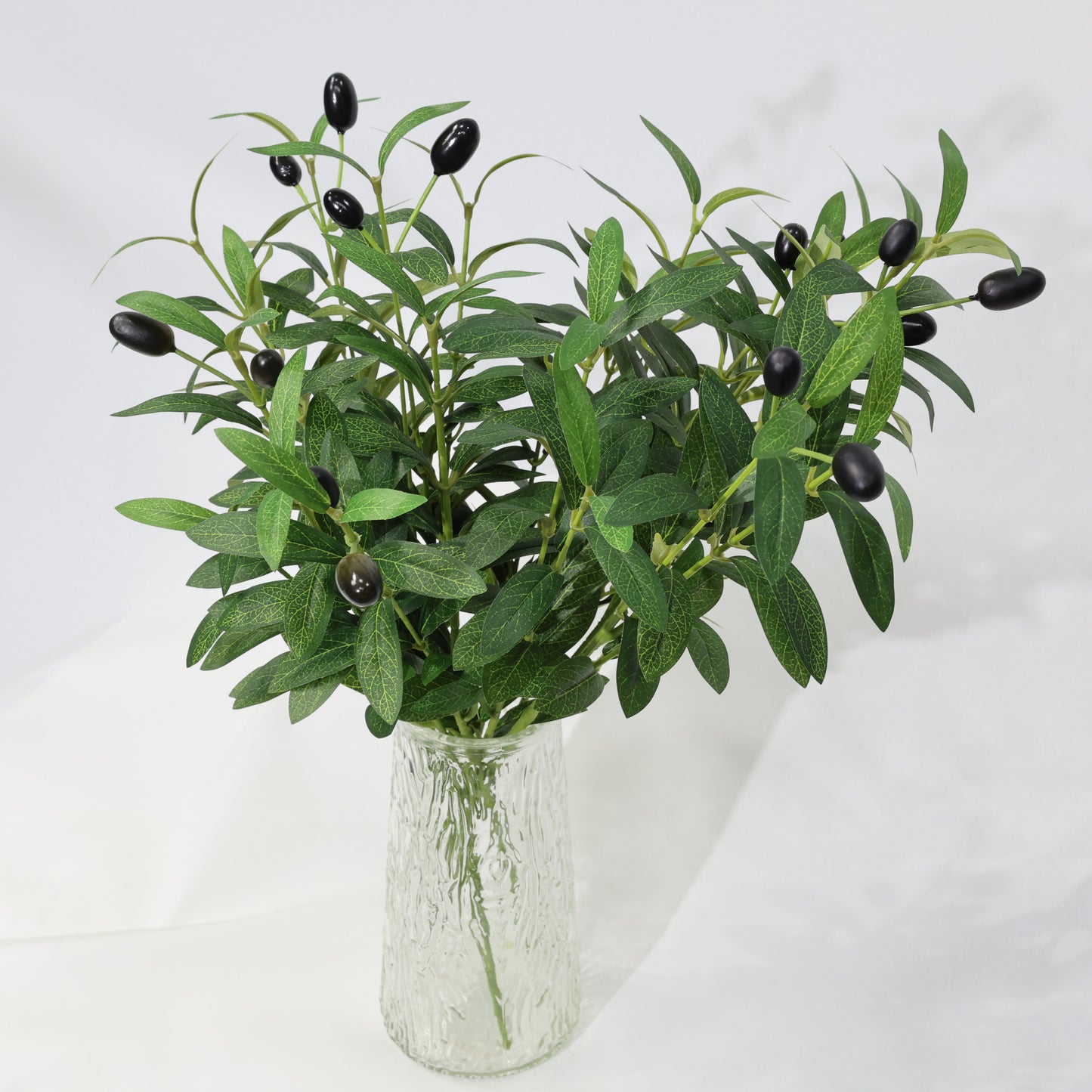 4 Pcs 45cm Artificial Olive Branches Bendable Stems UV-Resistant Faux Greenery