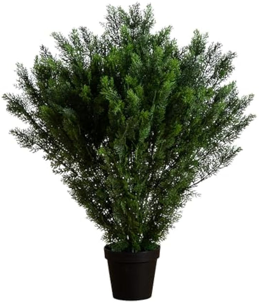 4-FT Artificial Cedar Bush, Indoor/Outdoor UV Resistant Faux Cedar Bush in Black Nursery for Front Porch Décor, Artificial Shrubs for O