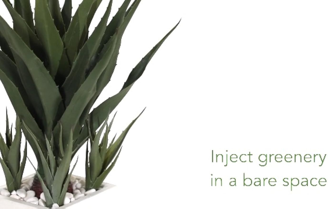 40” Spiky Agave Artificial White Planter Silk Plants, Green, 16x16x40