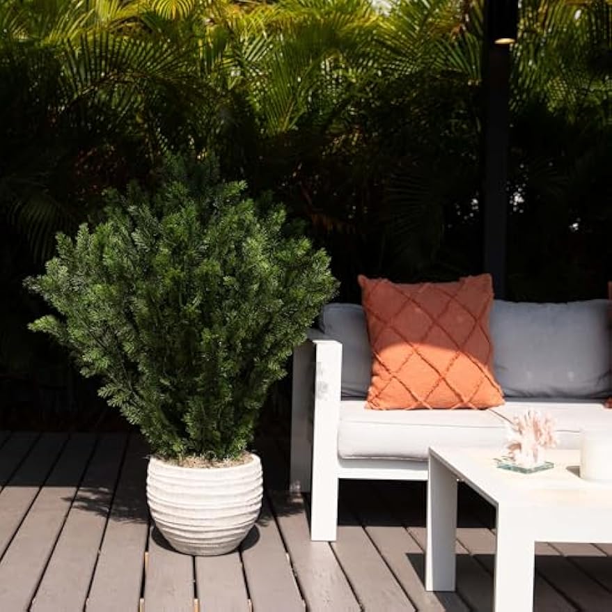 4-FT Artificial Cedar Bush, Indoor/Outdoor UV Resistant Faux Cedar Bush in Black Nursery for Front Porch Décor, Artificial Shrubs for O