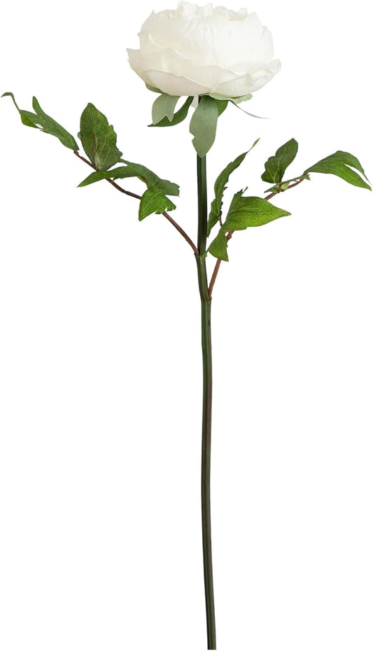 20-in Artificial Peony Flower Stems, Set of 3 Long Stem Artificial Flowers for Home or Office Décor, Faux Peony Flower Stems in White f No50