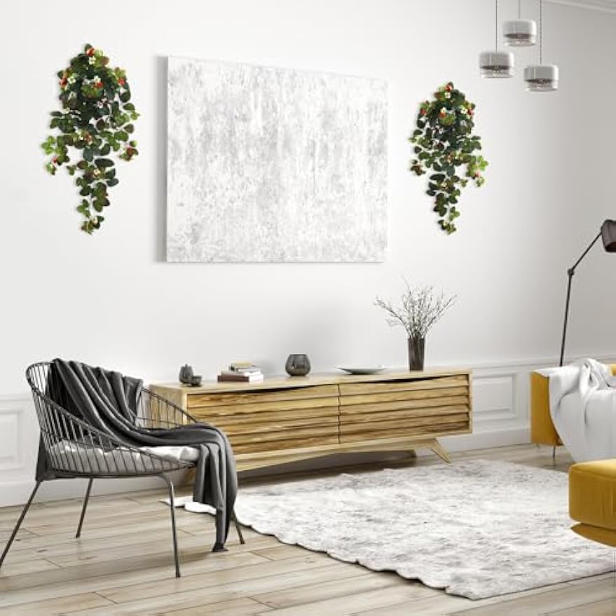 31in. Strawberry Hanging Bush with Berry (Set of 2)