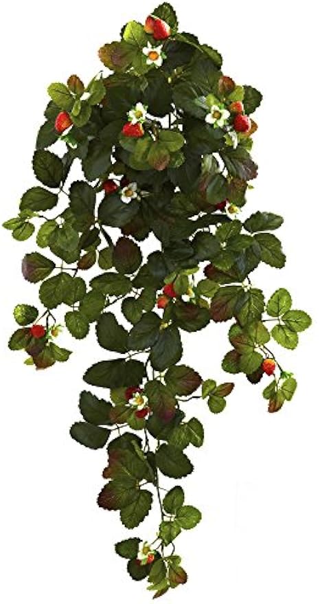 31in. Strawberry Hanging Bush with Berry (Set of 2)