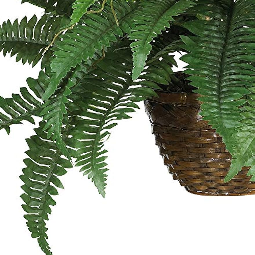 6599 18in. Boston Fern Silk Hanging Basket,Green,10.25" x 10.25" x 17.5"
