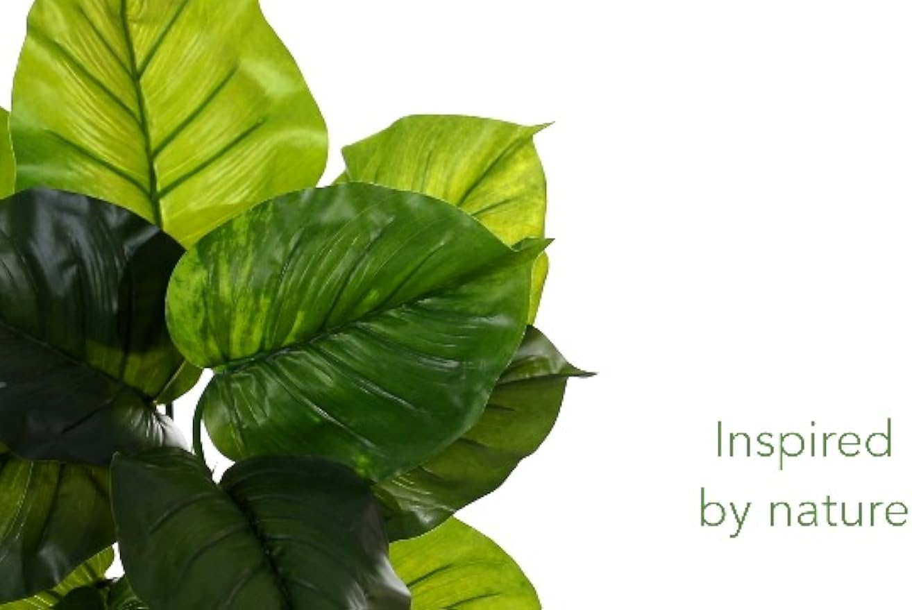Nearly Natural 34in. Large Philodendron Leaf Artificial Plant in White Metal Planter
