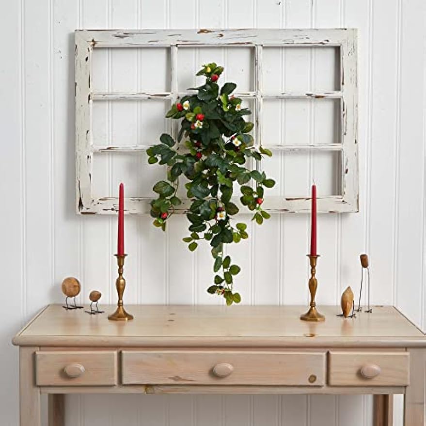 31in. Strawberry Hanging Bush with Berry (Set of 2)