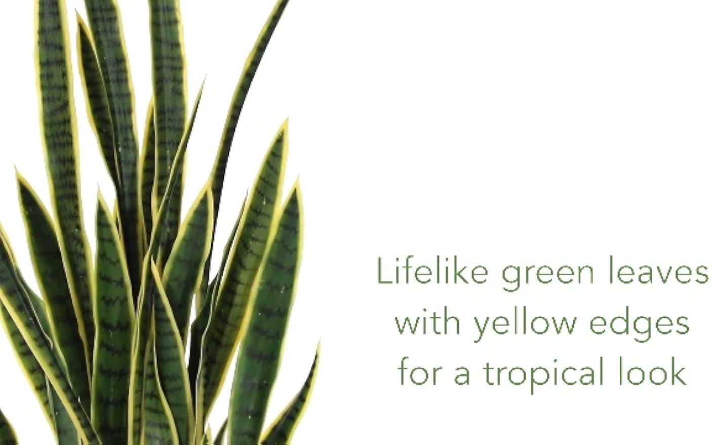 4-ft Artificial Tall Snake Plant Sansevieria, Yellow Faux Snake Plant for Indoor Home Decor in Black Decorative Planter, 48-in Large Fa