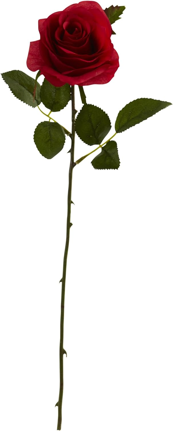 Nearly Natural 18in. Rose Flower (Set of 24) Artificial Plant, 18"H x 3.25"W x 3.25"D, Orange No50