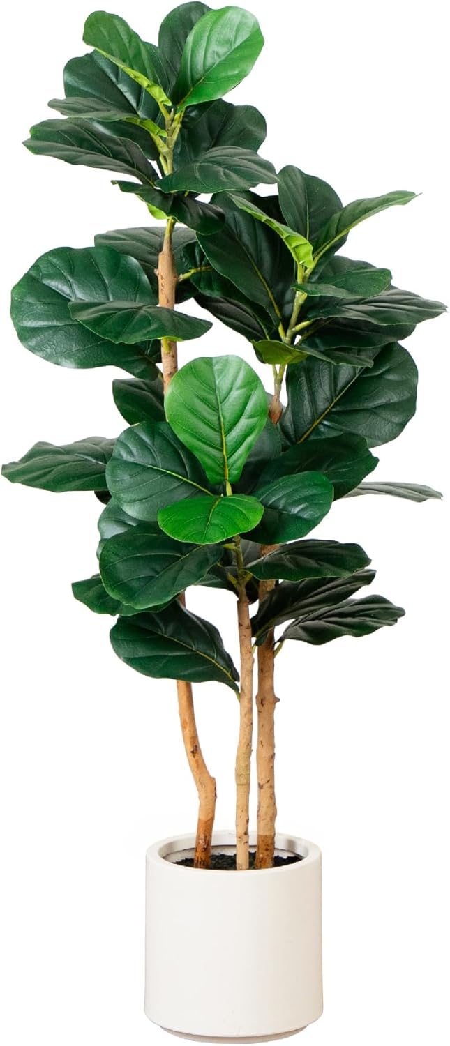 4ft. Artificial Fiddle Leaf Tree in Decorative White Planter