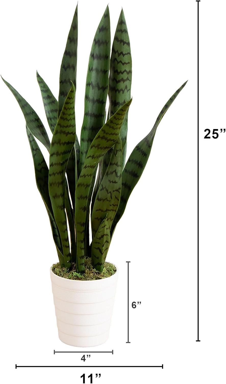 2-ft Artificial Snake Plant for Outdoors, Indoor/Outdoor UV Resistant Sansevieria, 24-in Faux Snake Plant for Outdoor Porch and Deck De