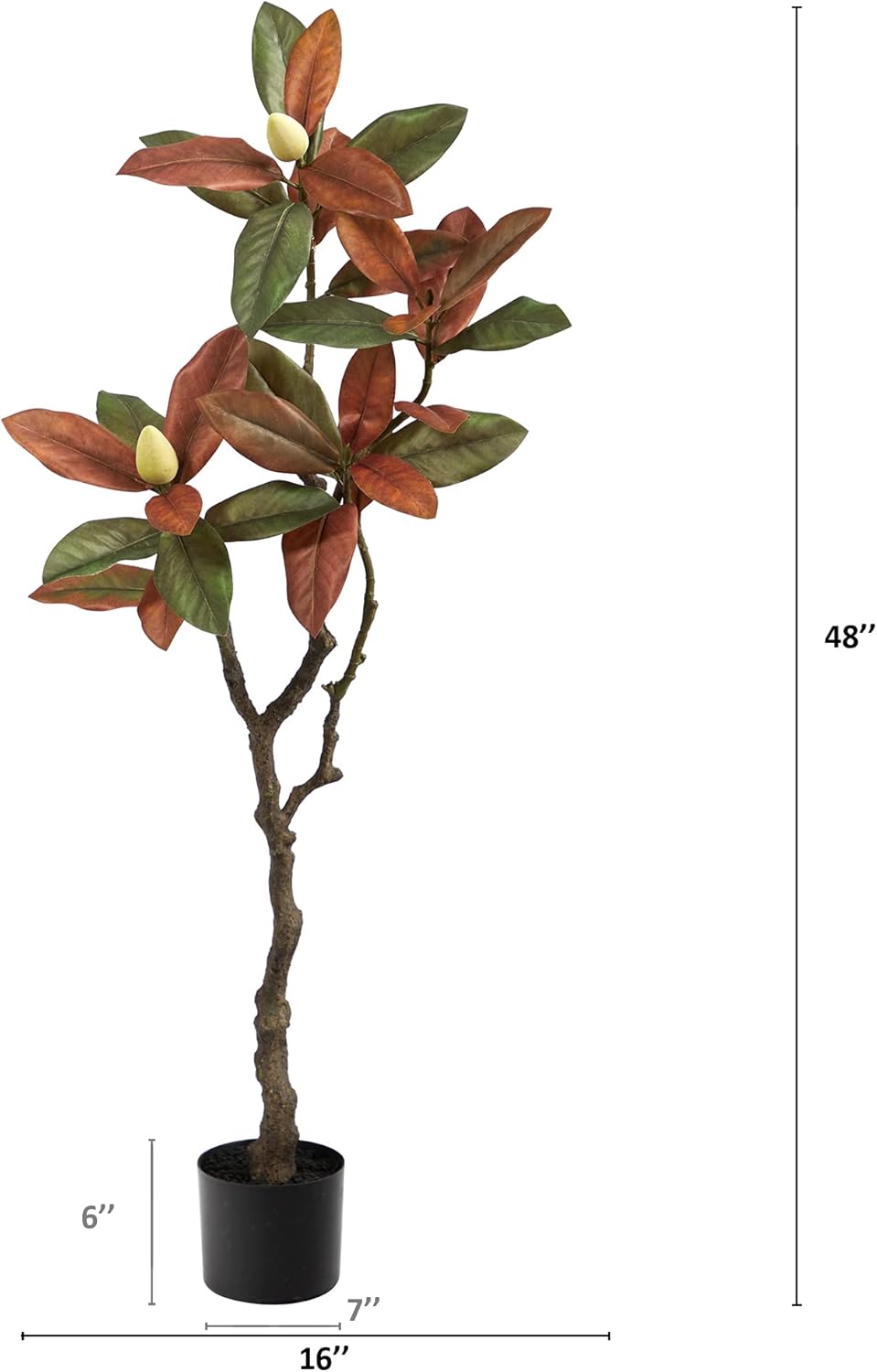 4ft. Fall Magnolia Artificial Tree, Brown, Plastic, Iron Wire, Fabric