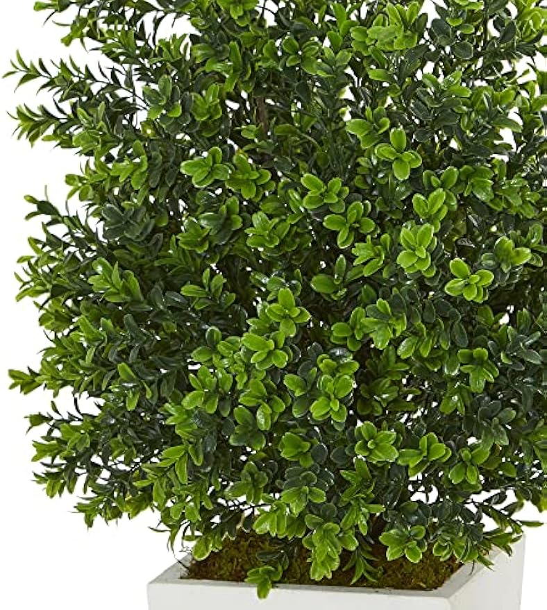 6383 Artificial Plant in White Sweet Grass in Tower Planter (Indoor/Outdoor), Green,17"Dx17"Wx33"H