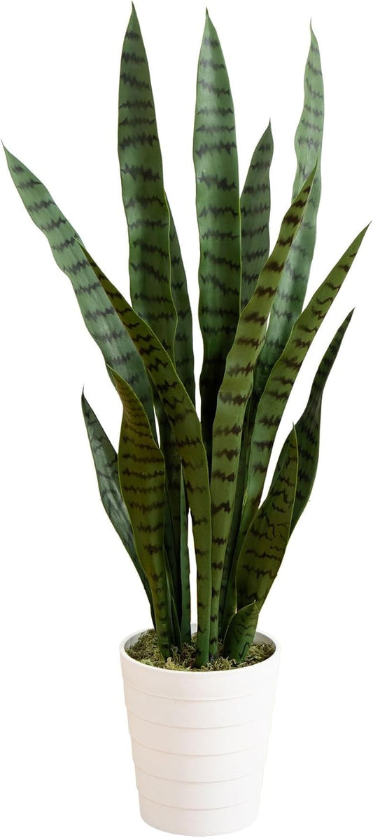 3-ft Artificial Snake Plant for Outdoors, Indoor/Outdoor UV Resistant Sansevieria, 36-in Faux Snake Plant for Outdoor Porch and Deck De