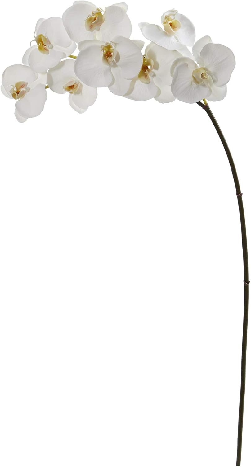 Nearly Natural 35in. Phalaenopsis Orchid Artificial (Set of 6) Silk Flowers, 35 in, White