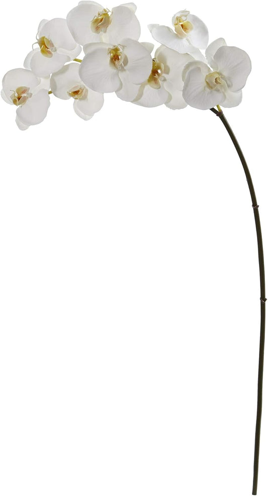 Nearly Natural 35in. Phalaenopsis Orchid Artificial (Set of 6) Silk Flowers, 35 in, White
