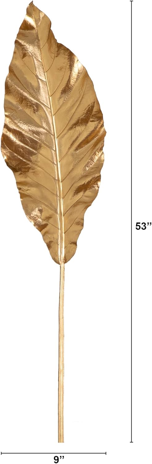 53-in Artificial Gold Travelers Palm Stems, Set of 3 Long Stem Artificial Palms for Home or Office Décor, Faux Travelers Palm Fronds fo