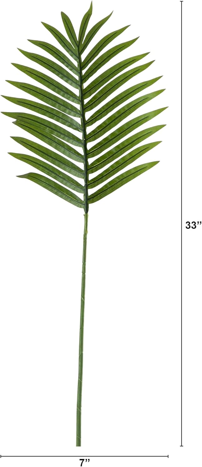 33-in Artificial Palm Fronds Stems, Set of 3 Long Stem Artificial Palms for Home or Office Décor, Faux Palm Fronds for DIY Decoration