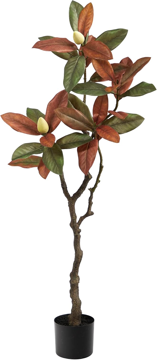 4ft. Fall Magnolia Artificial Tree, Brown, Plastic, Iron Wire, Fabric