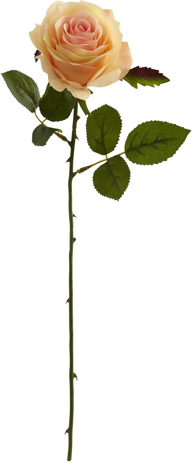 Nearly Natural 18in. Rose Flower (Set of 24) Artificial Plant, 18"H x 3.25"W x 3.25"D, Orange No50
