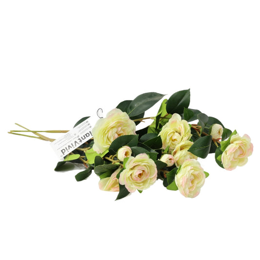 3 Pcs 60cm Dense leaf Gradient Yellow pink Artificial Camellia Bouquet