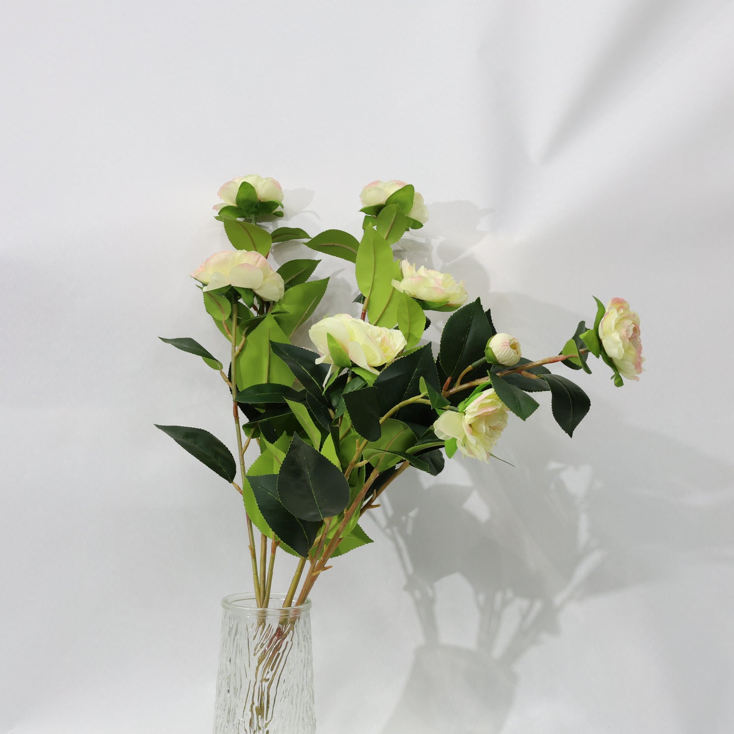 3 Pcs 60cm Dense leaf Gradient Yellow pink Artificial Camellia Bouquet