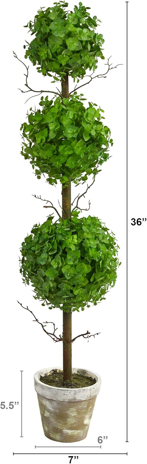 3ft. Eucalyptus Triple Ball Topiary Artificial Tree