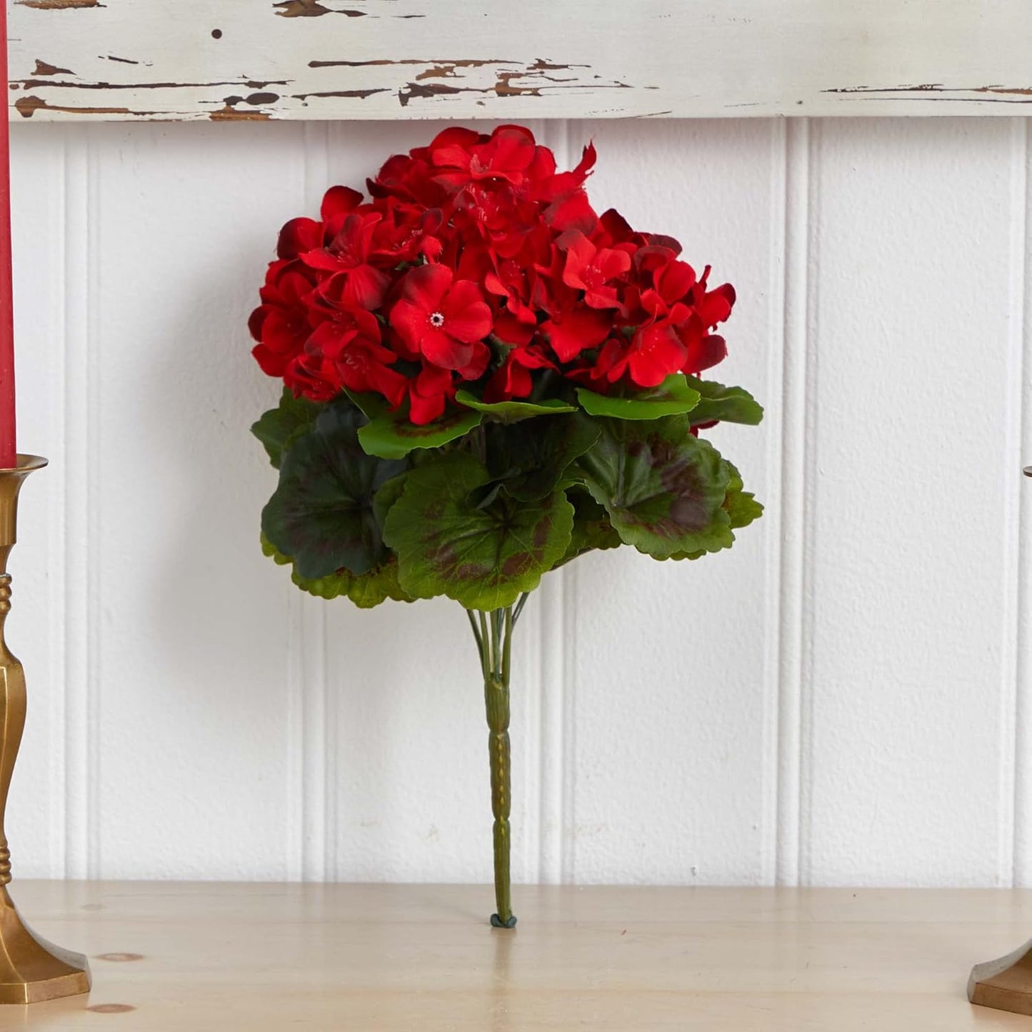 Geranium Artificial Bush UV Resistant, Set of 4 (Indoor/Outdoor) No50