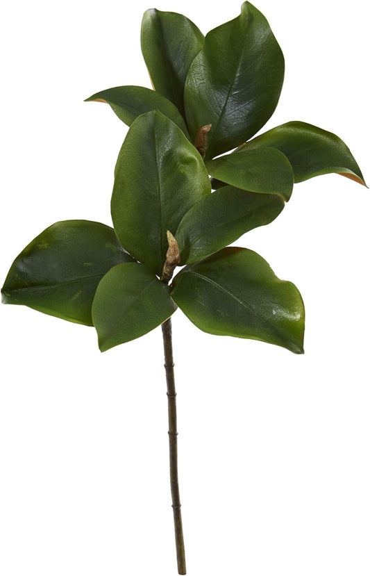 24in. Magnolia Artificial Leaf (Set of 6) Silk Flowers, Green