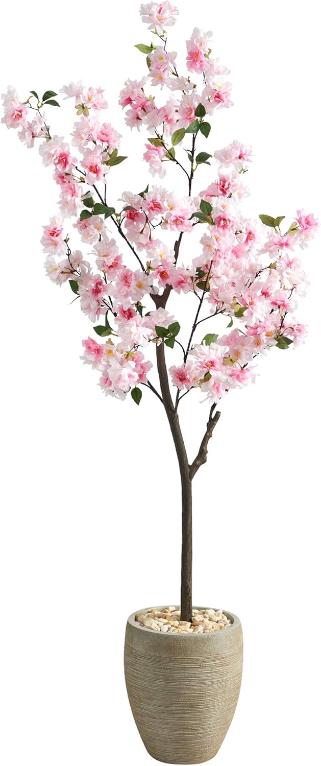 5.5ft. Cherry Blossom Artificial Tree in Sand Colored Planter
