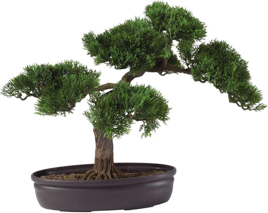 4106 16in. Cedar Bonsai Silk Plant,Green