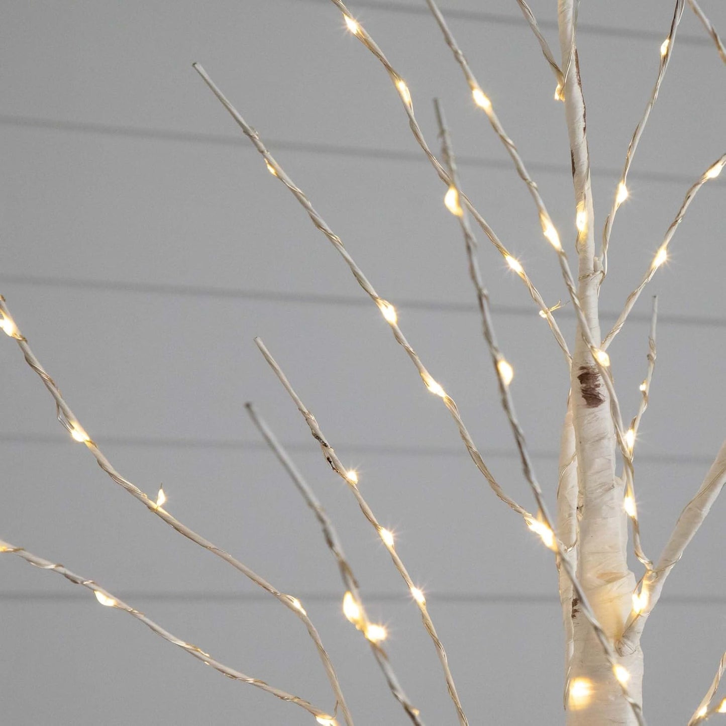 3-FT Pre-lit Artificial White Birch Tree with LED Lights, 120 Warm White LEDs for Indoor Home Décor, Fake Lighted Birch Tree for Winter