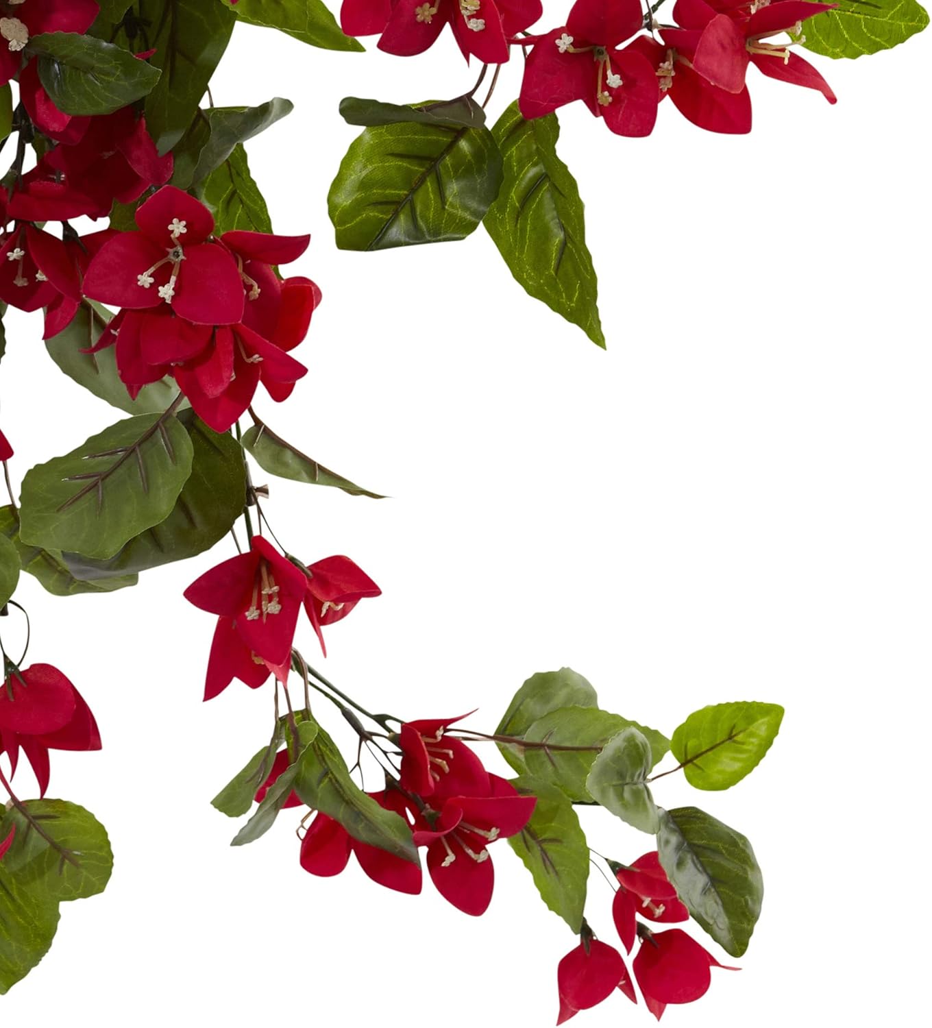 28” Bougainvillea Hanging Bush Artificial (Set of 2) UV Resistant (Indoor/Outdoor) Silk Plants Red